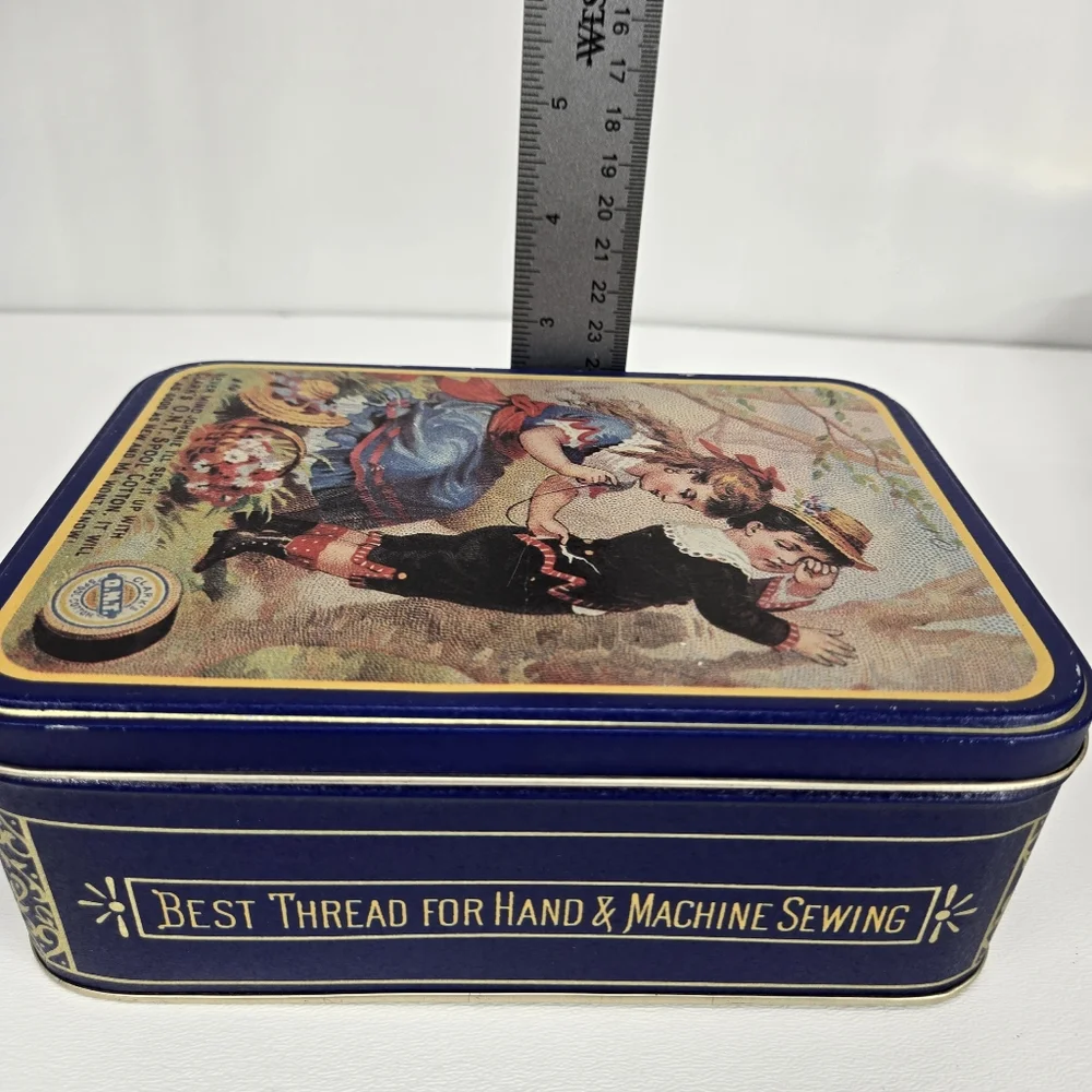 VTG Coats & Clarks O.N.T. Advertising Tin‎ Spool Cotton Thread Box-Collectible